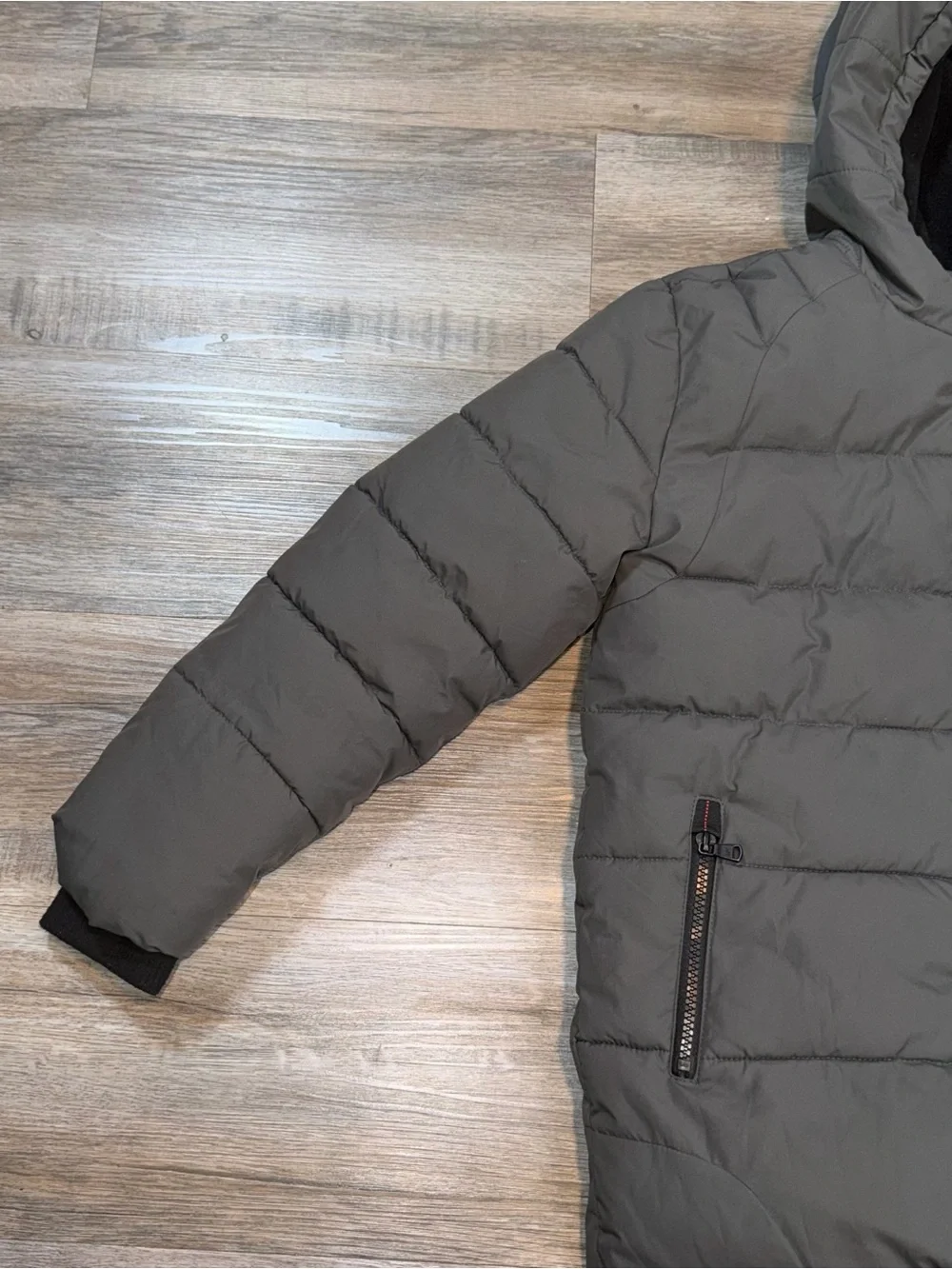 Michael Kors Hooded Puffer Coat Womens Medium (8) Gray Zipper Pockets